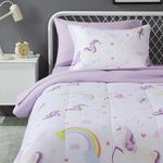 Amazon Basics Microfiber Kid's Bed-in-a-Bag Bedding Set, Twin, Unicorns