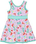 The Little Mermaid Ariel Toddler Girls Fit and Flare Ultra Soft Tank Dress (3T, Purple)