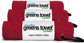 Greens Towel Red 3 Pack Golf Towel Set for Golf Bags with Clip, Plush Microfiber Nap Fabric, 16x16, The Original Greens Towel (Cardinal Red)