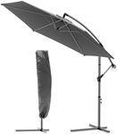 VOUNOT® 3m Cantilever Garden Parasol, Banana Patio Umbrella with Crank Handle and Tilt for Outdoor Sun Shade, Grey