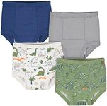 Gerber Baby Boys' Infant Toddler 4 Pack Potty Training Pants Underwear, Dino Green and Navy, 3 Years