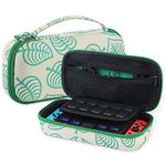 Large Carrying Case for Nintendo Switch, Switch Travel Case with 19 Game Cards - Includes Accessories Pouch That Fits Extra Joy Cons, Charger AC Adapter,Leaf Crossing Hardshell Storage Case for Girls