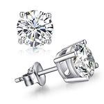 Mens Stud Earrings Silver Women Stud Earrings Men Diamond Earrings Studs with Swarovski Diamond Stud Earrings Mens CZ Earrings Sterling Silver Stud Earrings Women Cubic Zirconia Earrings Studs Men 4mm