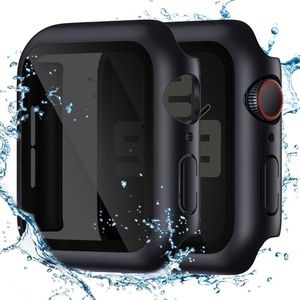 Tensea for Waterproof Apple Watch Screen Protector Case 44mm SE 3/SE 2nd Generation/SE/Series 6/5/4 Accessories, iWatch Protective PC Face Cover with Tempered Glass Film for Women Men, 44 mm