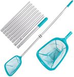 U.S. Pool Supply 11.5 Foot Swimming Pool Leaf Skimmer Net with Telescopic Aluminum Pole, 8 Sections - 6" Deep Ultra Fine Mesh Netting Basket, Remove Finest Debris, Adjustable Length, Clean Spas, Ponds