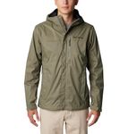 Columbia Men's Pouring Adventure Jacket, Waterproof Rain Jacket, Stone Green, Size S