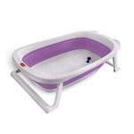 LuvLap Splash 2 in 1 Folding Baby Bath tub Cum Baby Bather with Temperature Sensitive Plug & Anti Slip Base, for Newborn to 3 Year, Turns Bather for 0-6month Babies, EN Certified, BPA Free (Purple)