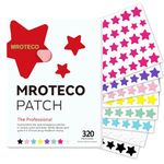 Hydrocolloid Star Patches, 320 Count, 8 Colors Superstar Hydrocolloid Spot Covers - Absorbing Cover, Skin Care, Facial Stickers, Cute Face Zit Patches, Star Patches for Face