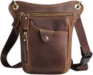 Xieben Leather Drop Leg Bag for Men Women Motorcycle Bike Riding Cycling Multi-Purpose Thigh Waist Fanny Pack Bum Pocket Hiking Sports Camping Pouch Brown