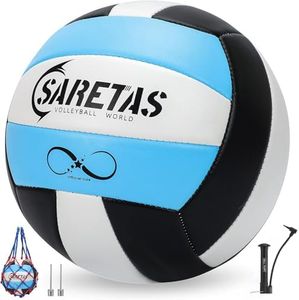 SARETAS Volleyball Soft Beach Volleyball Official Size for Outdoor/Indoor Play, Blue Volley Balls for Youth Teens Girl and Adults, Practice Volleyballs with Pump Needles for Backyard