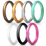 JewelryWe Women's Silicone Ring,Pack of 7 Glossy Silicone Stacking Rings Thin Wedding Bands Anniversary Promise Rings(Size J 1/2)