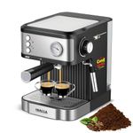 INALSA Espresso Coffee Machine for Home, Office|15 Bar Pressure|NTC Visible temperature Control Technology With Milk Frother|Double Shot System|3in1- Espresso, Cappuccino & Latte (Espressimo 15)