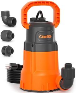 Cleartide Submersible Sump Pump, 1/4 HP Utility Water Pump for Pool Draining, Hot Tub, Basement,100% Copper Motor, Electric Drain Pump Handles 1/8" Solids, 10 FT Cord