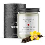 One Year Down Candle - Luxury Soy Wax - One Year Anniversary Candle Gift - Madagascan Vanilla, Jasmine, Sugared Almond - 1st Paper Gift - Makester