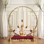 DecorTwist Circular Backdrop Stand for Decoration Diwali Pooja Festival Decoration Home Decor photo Background Support for Wedding Baby Shower Decorative Items for Home Decor (25 x 27 inch) Gold