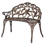 Bonnlo Cast Aluminium Garden Bench Outdoor Bench Furniture Patio Bench Seating Park Patio Seat Cast Iron Antique Finish Chair