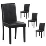 Giantex Dining Chairs Set of 4, Upholstered PU Leather Kitchen Chairs w/Solid Wood Frame, Padded Seat & Backrest, Mid Century Armless Kitchen Side Chairs for Dining Room, Restaurant, Black