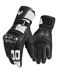 INBIKE Winter Goat Skin Leather Motorcycle Gloves，Waterproof Windproof Cold Weather Thermal Black&Grey X-Large