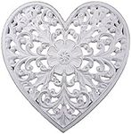 SiL Interiors Shabby Chic White Ornate Floral 31cm Love Heart Wooden Wall Decoration