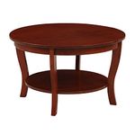 Convenience Concepts American Heritage Round Coffee Table with Shelf, Mahogany