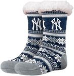 FOCO - Officially Licensed MLB Women's Tall Footy Slipper Socks - One Size Fits Most - New York Yankees