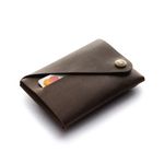 Crazy Horse Craft Men's/Women's Minimalist Wallet - Wood Brown, Vegetable Tanned Leather Thin Slim Vintage Cardholder with Coin Pocket, Unisex Gift