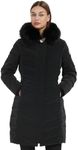Molemsx Women's Thickened Down Jacket Women Parka Heavy Puffer Hooded Coat with Fur Collar Winter, Cold-resistant, Winter Warm Thicken Long Padded Jacket Black Small