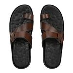 TrueYarn Men's Genuine Leather Slippers | Thong Sandals For Men | Comfortable | Cushioned Insole | Durable | Handmade | All Occasion Slippers | UK - 7 (BROWN)