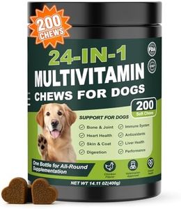 24-in-1 Dog Multivitamins Chewable, 200 Count Dog Vitamins and Supplements with Glucosamine Chondroitin Probiotics Omega-3 for Skin Coat Hip Joint Heart Liver Brain Eye Support - Chicken