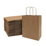 Prime Line Packaging 8X4X10"-100 Pcs-Kraft Paper Shopping Bags,Paper Bags With Handles,Gift Bags,Brown Bags Bulk