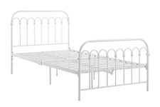 Novogratz Bright Pop Metal Bed, Adjustable Height for Underbed Storage (6.5" or 11"), Metal Slats Included, Twin, White