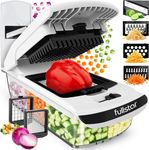 Fullstar Vegetable Chopper & Mandoline Slicer - Julienne Cutter Dicer Grater for Food Veg Onion Cucumber Tomato Salad Potato Cheese - Kitchen Gadgets & Accessories (PRO 6-in-1, White)