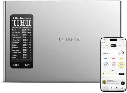 Ultrean Smart Food Kitchen Scale with Nutritional Calculator, APP for Calorie & Macro Tracking, AI Powered, Goal Progress, Digital Calorie Scale for Weight Loss, Stainless Steel, 22lb