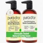 PURA D'OR Anti-Thinning Biotin Shampoo and Conditioner Natural Earthy Scent,Clinically Tested Proven Results DHT Blocker Thickening Products For Women & Men,Original Gold Label Hair Care Set 16oz x2