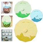 Silicone Stretch Lids Reusable Fruit Bowl Food Yoghurt Pot Cup Suction Lid Cover Covers Microwave, 3 Pack(4.7/6.3/8.6")