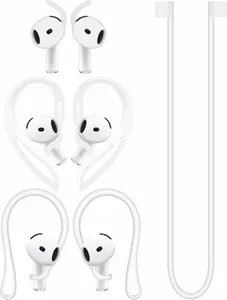 A-Focus Anti-Slip Set for AirPods 4 Silicone Adjustable Ear Hook Ergonomic Design Wings Wingtip Ear Hooks Tips Strap Sport Earbuds Accessories Eartip Compatible with AirPods 4th White