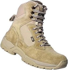 Allen Cooper AC 6053 Hi-Ankle Tactical Boot with Side Zip | Hiking & Trekking Shoes | Ideal for Army, Combat Action, Law Enforcment, Bikers and Military Units (Camel, Numeric_10)