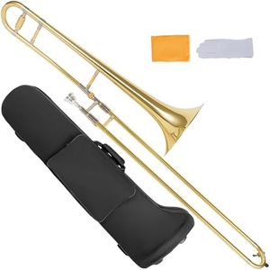 AKLOT Classic Bb Alto Trombone: Entry-Level B Flat Brass Instruments with Hand-Hammered Bell, Anti-Tarnish Gold Lacquer Finish, Ideal for Beginner, Includes Hard Case, Mouthpiece, Gloves, Cloth