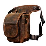 Le'aokuu Mens Genuine Leather Messenger Riding Hip Bum Waist Pack Drop Leg Cross Over Thigh Bag (3110 0 Brown)