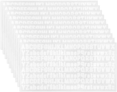 2080pcs Letters Stickers, 10 Sheets Vinyl Alphabet Stickers 1/2 Inch Uppercase & Lowercase Self-Adhesive Stick Letters Poster Board Small Decals Scrapbook Classroom (White)