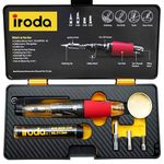 IRODA Wireless Butane Soldering Iron Kit | 4-in-1 Cordless 30-70W Pro Grade | 18s Heat-Up Multi-Function Heat Tool with Case & Tips | Pro-50K