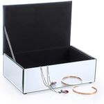 ELLDOO Jewelry Box, Glass Mirrored Storage with Crushed Diamonds Surface, Luxury Decorative Organizer for Earrings, Rings, Necklaces, Bracelets, Watches