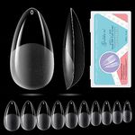 Gelike ec Nail Tips 552PCS Clear Nail Tips Kit for Soak Off Nail Extensions, Soft Gel Full Cover Nail Tips Break Resistant Gel Nail Tips Resin Fake Nails Almond Nail Tips 11 Sizes-MEDIUM ALMOND