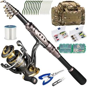 Dr.Fish Fishing Rod and Reel Combos 125-Pieces Telescopic Spinning Pole Reel Fishing Gear Equipment Set for Adult Collapsible Travel Complete Fishing Sets Men Starter Freshwater Saltwater 7FT