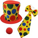 Funny Party Hats Clown Costume - Clown Hat , Jumbo Tie & Clown Nose - Clown Accessories (Polka Dot Clown Hat, Bow Tie, & Nose)