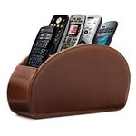 Londo Leather Remote Control Holder Organizer with Suede Lining for DVD Blu-ray TV Roku or Apple TV Remotes (Leather, Dark Brown) OTTO94 PU Leather