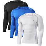 Runhit 3 Pack Long Sleeve Compression Shirts for Men,Long Sleeve Thermal T-Shirts Running Workout Base Layer