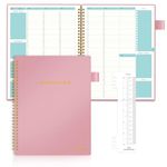 Appointment Planner Book Undated , Regolden-Book Hourly Schedule Planner with 15-Minute Increments, Appointment notebook with Weekly Daily Templates, Flexible Cover, Spiral Binding Notebook for Man & Women, Pen Loop, Inner Pocket 53 Weeks (7.8x10”) Pink