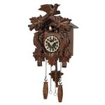Kintrot Cuckoo Clock, Traditional Black Forest Handcrafted Wooden Quartz Clock for Wall Antique Decroration with Maple Leaf Pendulum, 12 Melodies, Night Sensor and Singing Bird