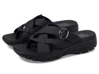 Skechers Women's Easy Going-Sundown Flip-Flop, Black/Black, 10